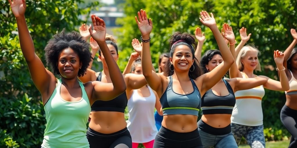 People empowering health rebellion outdoors.